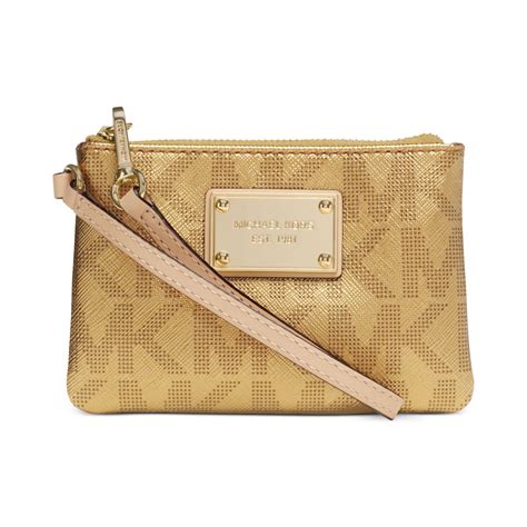 michael kors logo metallic clutch wristlet|Michael Kors wristlets.